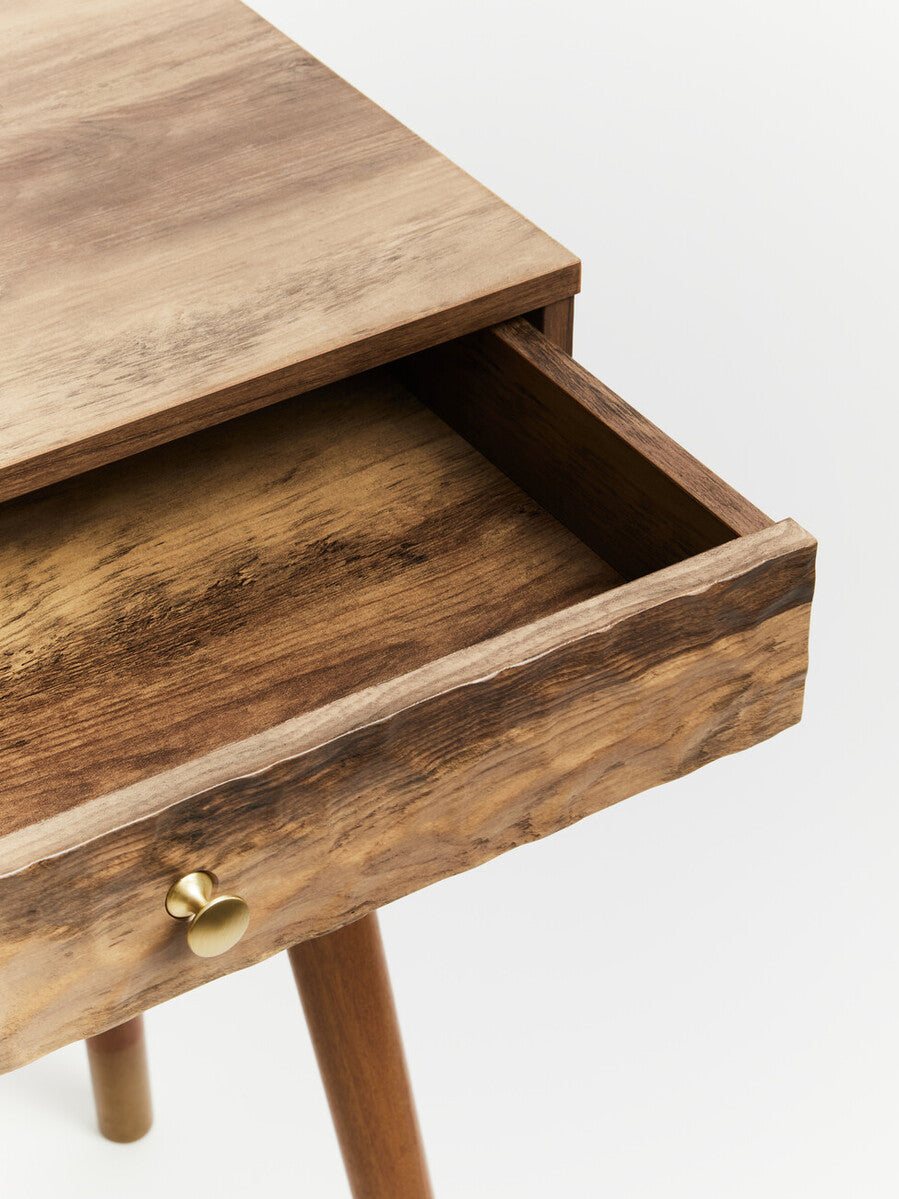 Brown Natural Wood Veneer Console Table with 2 Storage Drawers | Frida