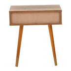 Natural Brown Wood Effect Bedside Table with 1 Drawer and Angular Legs | Frida