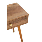 Natural Brown Wood Effect Bedside Table with 1 Drawer and Angular Legs | Frida