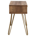 Brown Wood Top 1-Drawer Side Table with Hairpin Legs | Flori