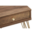 Brown Wood Top 1-Drawer Side Table with Hairpin Legs | Flori