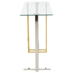 Silver and Gold Steel Frame Console Table with Glass Top | Alvea
