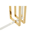 Silver and Gold Steel Frame Console Table with Glass Top | Alvea