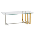 Silver and Gold Steel Frame Coffee Table with Glass Top | Alvea