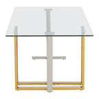 Silver and Gold Steel Frame Coffee Table with Glass Top | Alvea