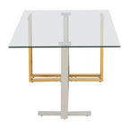 Silver and Gold Steel Frame Coffee Table with Glass Top | Alvea