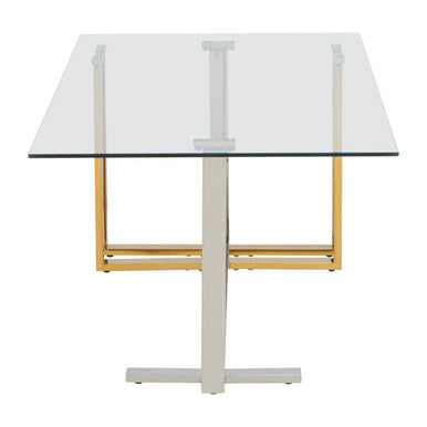 Silver and Gold Steel Frame Coffee Table with Glass Top | Alvea