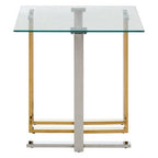 Silver and Gold Steel Frame Side Table with Glass Top | Alvea