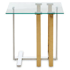 Silver and Gold Steel Frame Side Table with Glass Top | Alvea