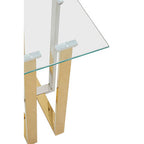 Silver and Gold Steel Frame Side Table with Glass Top | Alvea