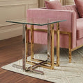Silver and Gold Steel Frame Side Table with Glass Top | Alvea