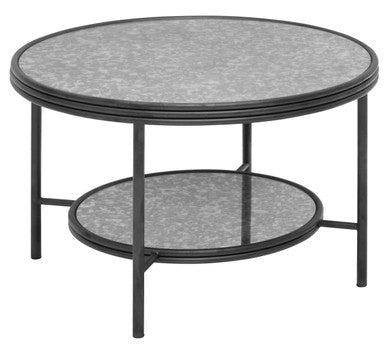 Black Antique Mirror 2 Tier Round Coffee Table | Xania