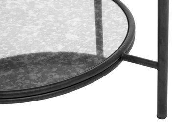 Black Antique Mirror 2 Tier Round Coffee Table | Xania