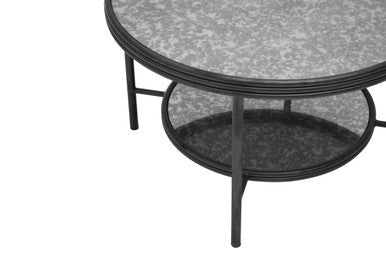 Black Antique Mirror 2 Tier Round Coffee Table | Xania