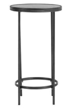 Silver and Black Round Side Table with Antique Mirror Top | Xania