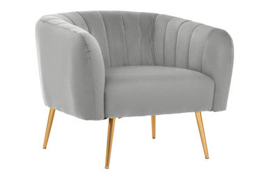 Grey Velvet Channel Tufted Accent Chair | Larissa