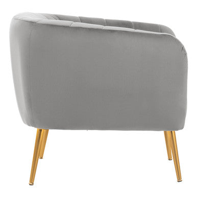Grey Velvet Channel Tufted Accent Chair | Larissa