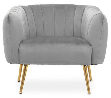 Grey Velvet Channel Tufted Accent Chair | Larissa
