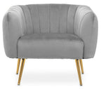 Grey Velvet Channel Tufted Accent Chair | Larissa