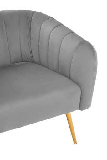 Grey Velvet Channel Tufted Accent Chair | Larissa