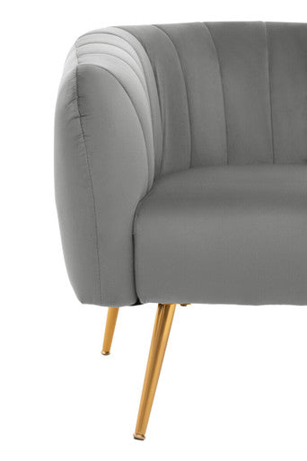 Grey Velvet Channel Tufted Accent Chair | Larissa