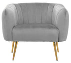 Grey Velvet Channel Tufted Accent Chair | Larissa
