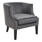 Grey Velvet Studded Chair | Larissa