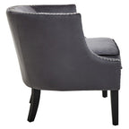 Grey Velvet Studded Chair | Larissa