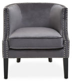 Grey Velvet Studded Chair | Larissa