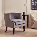 Grey Velvet Studded Chair | Larissa