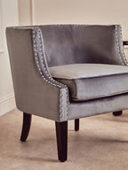 Grey Velvet Studded Chair | Larissa