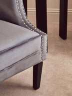 Grey Velvet Studded Chair | Larissa