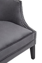 Grey Velvet Studded Chair | Larissa