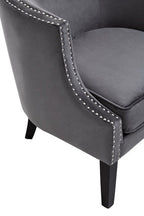 Grey Velvet Studded Chair | Larissa