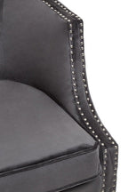 Grey Velvet Studded Chair | Larissa