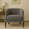 Grey Velvet Studded Chair | Larissa