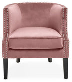 Pink Velvet Studded Chair | Larissa