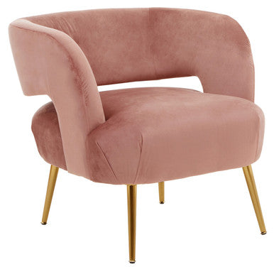 Pink Velvet Curved Accent Chair | Larissa