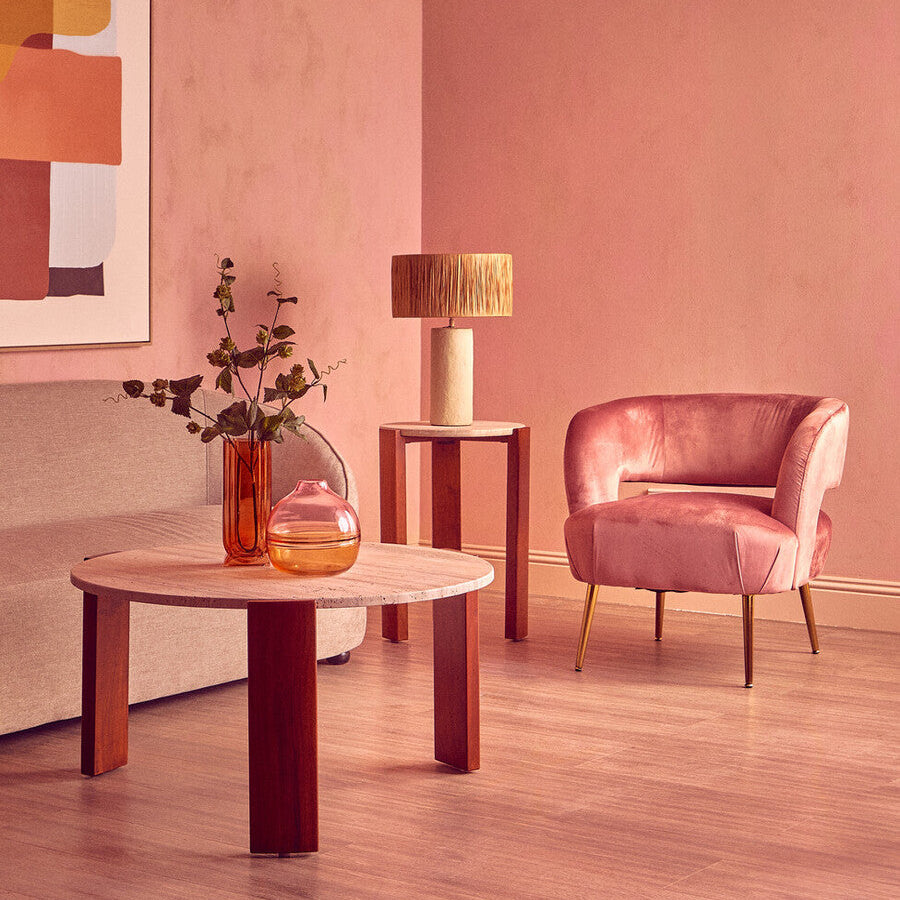Pink Velvet Curved Accent Chair | Larissa