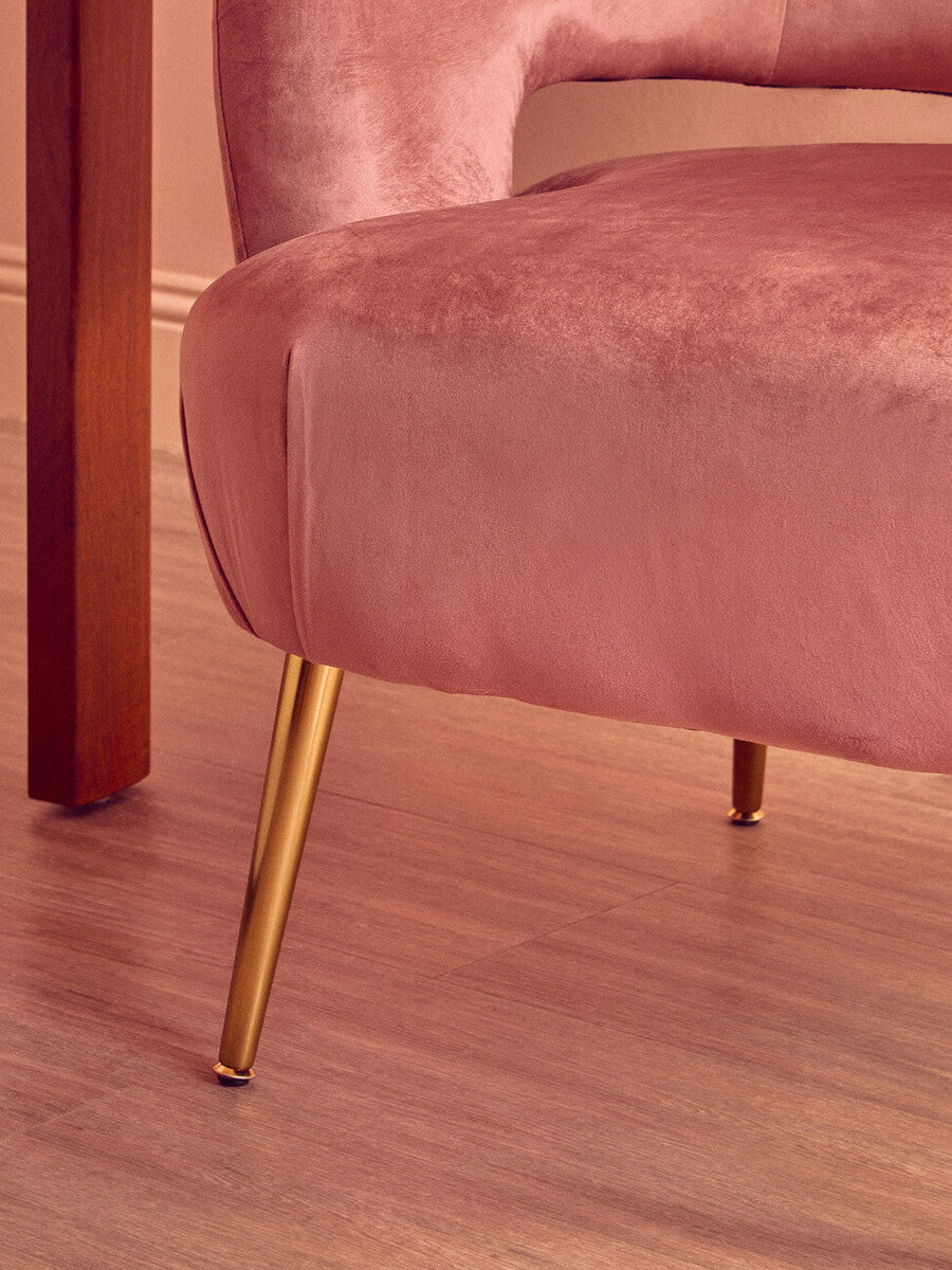 Pink Velvet Curved Accent Chair | Larissa