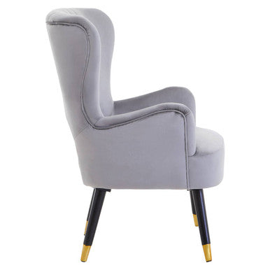 Grey Velvet Cut Out Back Chair | Loretta