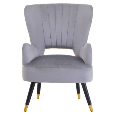 Grey Velvet Cut Out Back Chair | Loretta