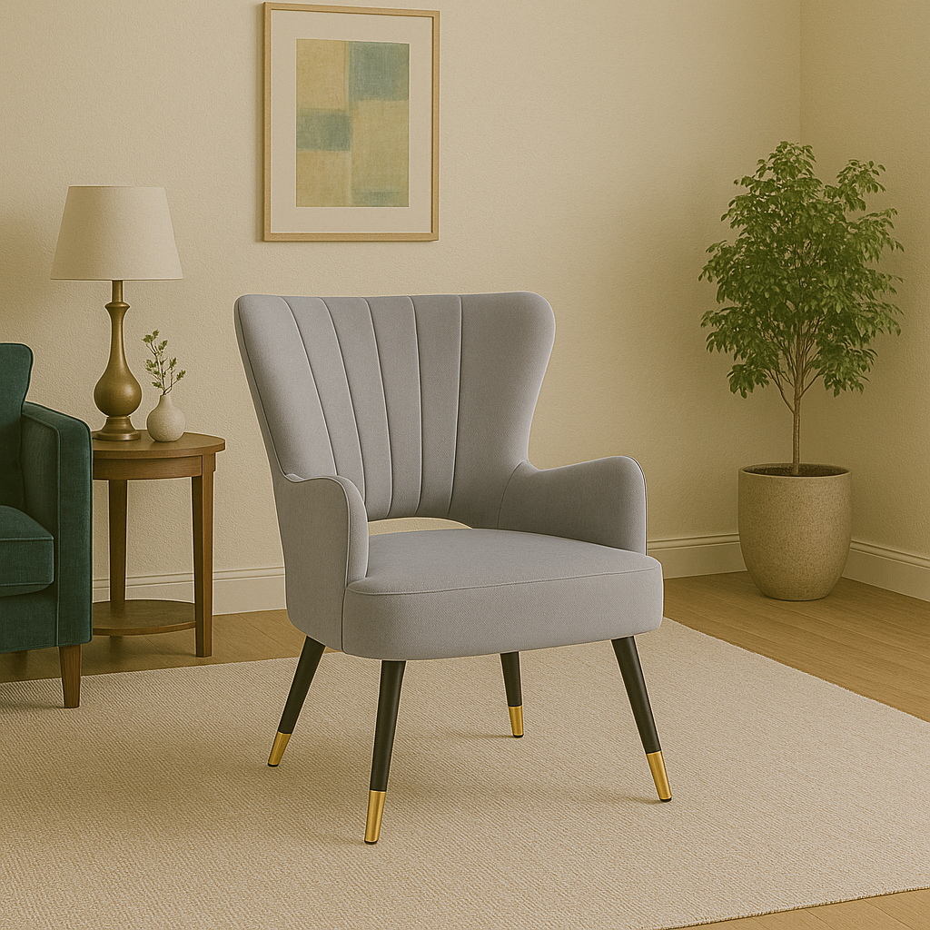 Grey Velvet Cut Out Back Chair | Loretta