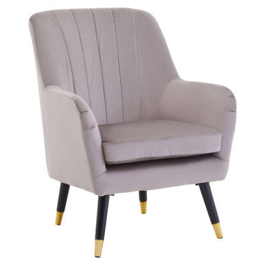 Mink Velvet Accent Chair with Black Legs | Loretta