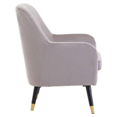Mink Velvet Accent Chair with Black Legs | Loretta