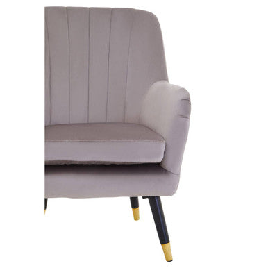 Mink Velvet Accent Chair with Black Legs | Loretta
