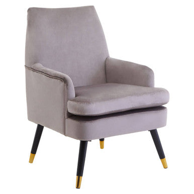 Mink Velvet Accent Chair with Wooden Legs | Loretta