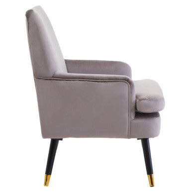 Mink Velvet Accent Chair with Wooden Legs | Loretta
