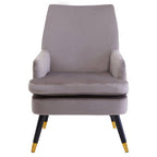 Mink Velvet Accent Chair with Wooden Legs | Loretta