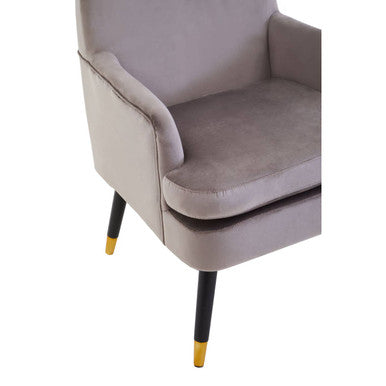Mink Velvet Accent Chair with Wooden Legs | Loretta